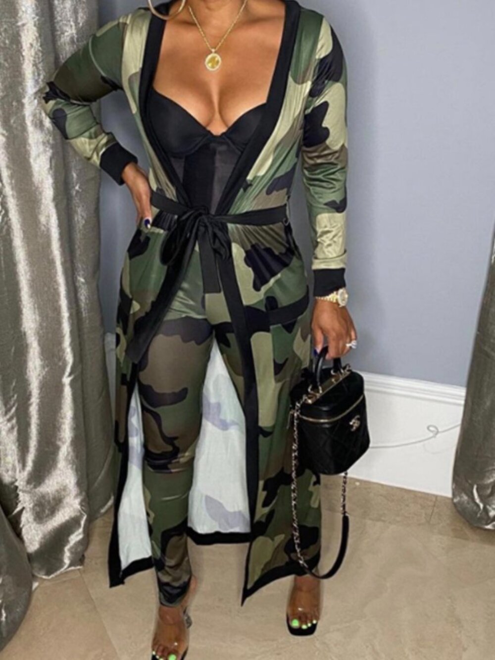 Camo Capris & Cardigan Set